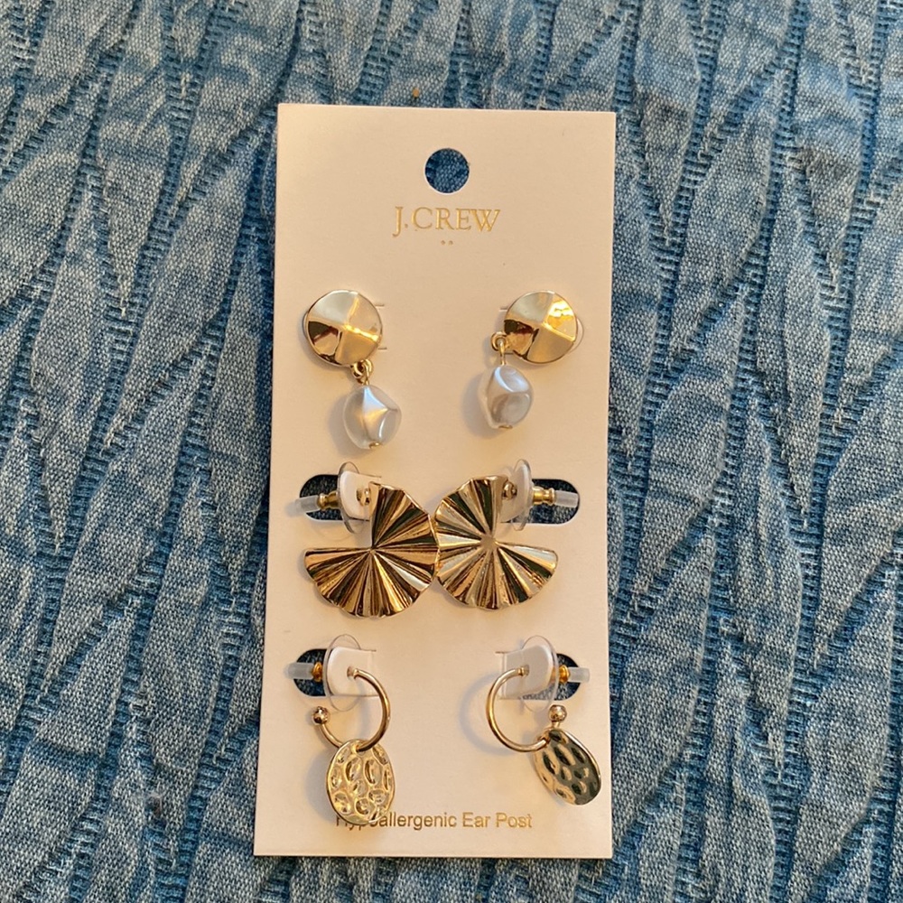 J. Crew Hammered earrings set 3 sets new nwt